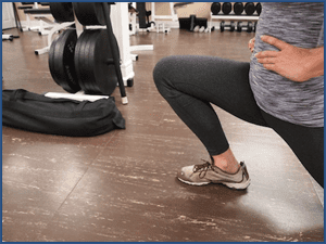 Knee passes toes in bottom position of a full ROM split squat.