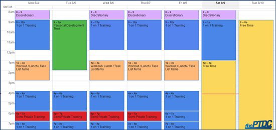 A successful fitness business weekly schedule | thePTDC | fitness business plan