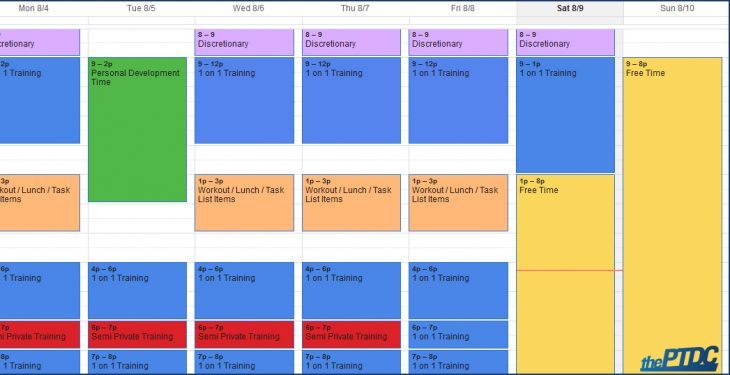 A successful fitness business weekly schedule