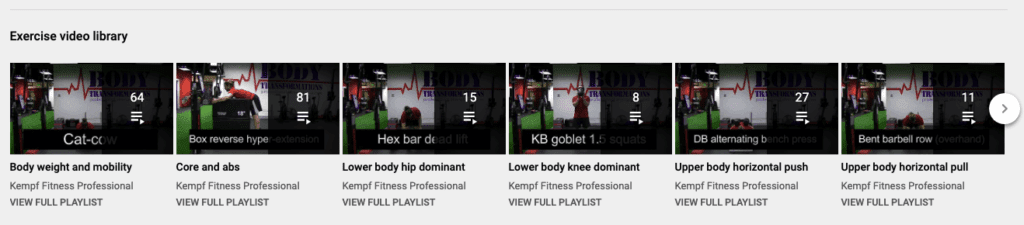 Fitness video library example