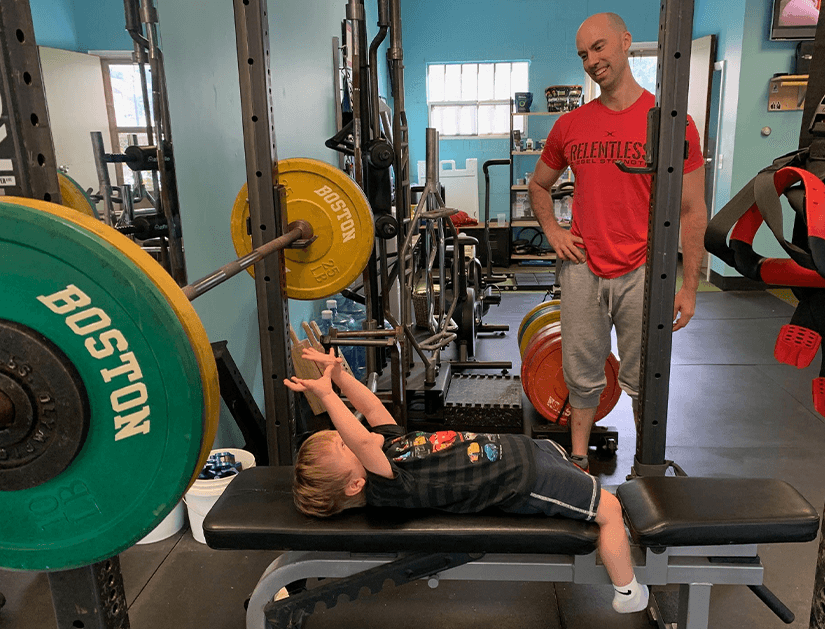 Tony-Gentilcore-with-son-at-gym